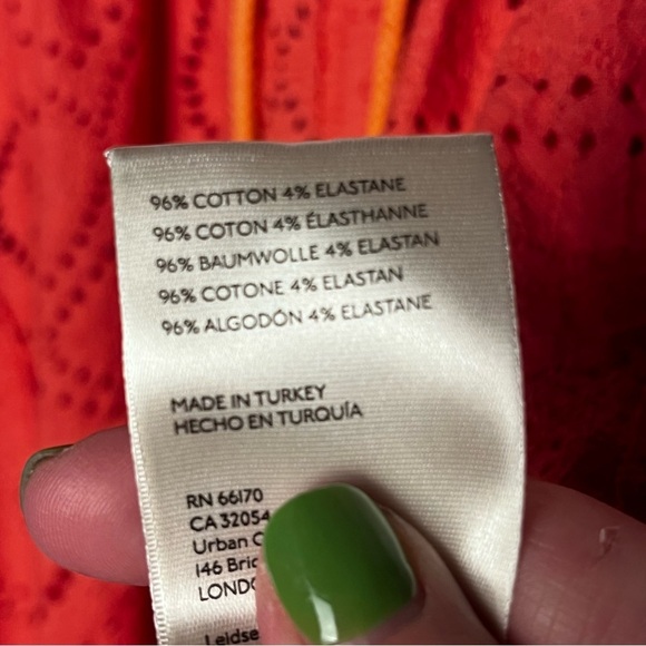 Free People | Orange Eyelet Button Front Puff Sleeve Top, Medium - Picture 8 of 9